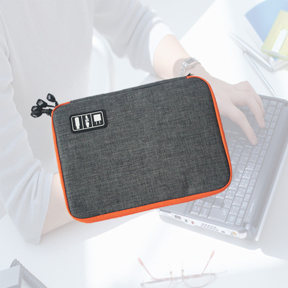 Travel Cable Organizer - Digital Accessories Storage Bag Grey Double-Deck
